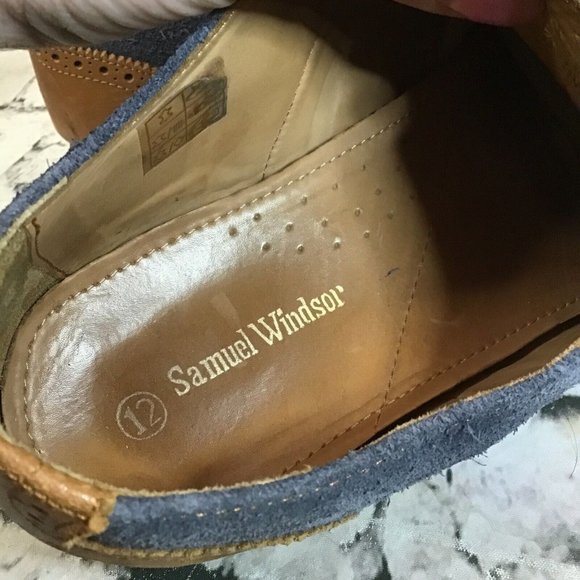 Samuel Wndsor Shoes Mens Size 12 Classic Wingtip Oxfords Lace Up Leather - Picture 13 of 14
